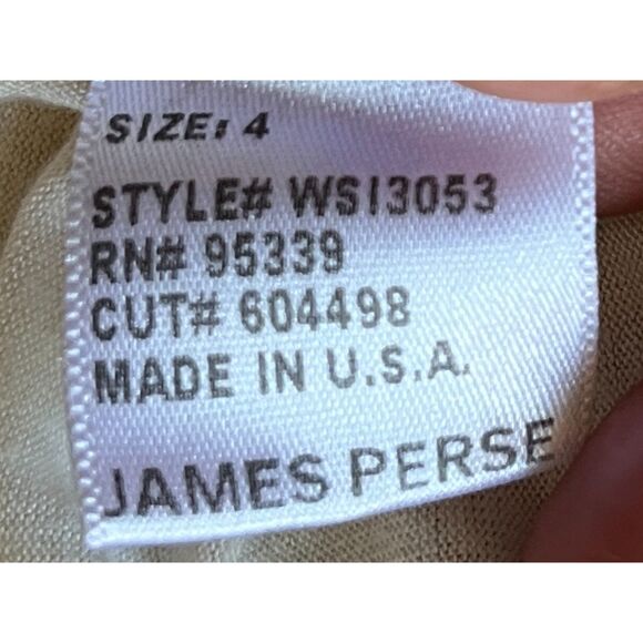 JAMES PERSE Los Angeles Cream Silk Rayon Rusched T Shirt Tee  Women's Size 4 XL - Picture 6 of 12